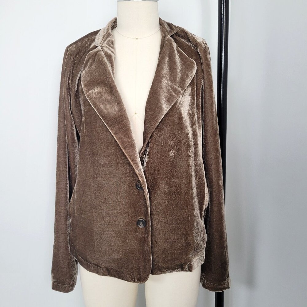 Mystree Carmel Brown Crushed Velvet Blazer Jacket Vintage Inspired Boho Academia